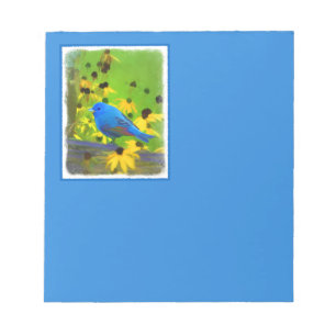 Indigo Bunting Painting - Original Bird Art Notizblock