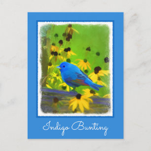 Indigo Bunting Painting - Original Bird Art Postkarte