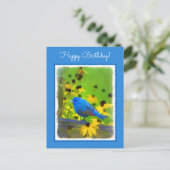 Indigo Bunting Painting - Original Bird Art Postkarte (Stehend Vorderseite)