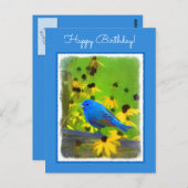 Indigo Bunting Painting - Original Bird Art Postkarte (Vorne/Hinten)