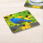 Indigo Bunting Painting - Original Bird Art Rechteckiger Pappuntersetzer (angewinkelt)