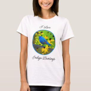 Indigo Bunting Painting - Original Bird Art T-Shirt