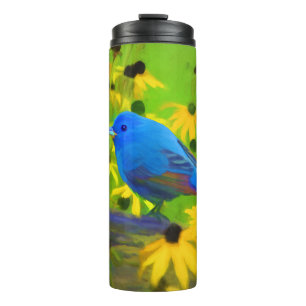 Indigo Bunting Painting - Original Bird Art Thermosbecher