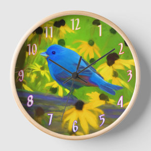 Indigo Bunting Painting - Original Wild Bird Art Uhr
