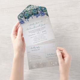 Indigo Bunting Peacock Fairy Lights Hochzeit All In One Einladung