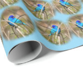 Indigo Bunting Songbird Wrapping Paper Blue Geschenkpapier (Rolleneckpunkt)