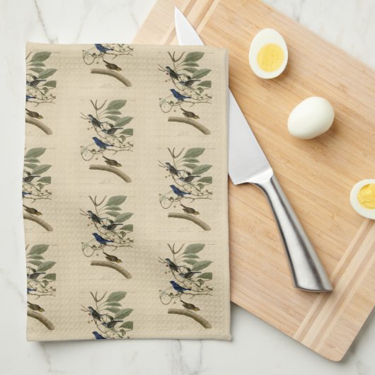 Indigo Bunting von Audubons Vögeln in Amerika Geschirrtuch (Viertel Falte)