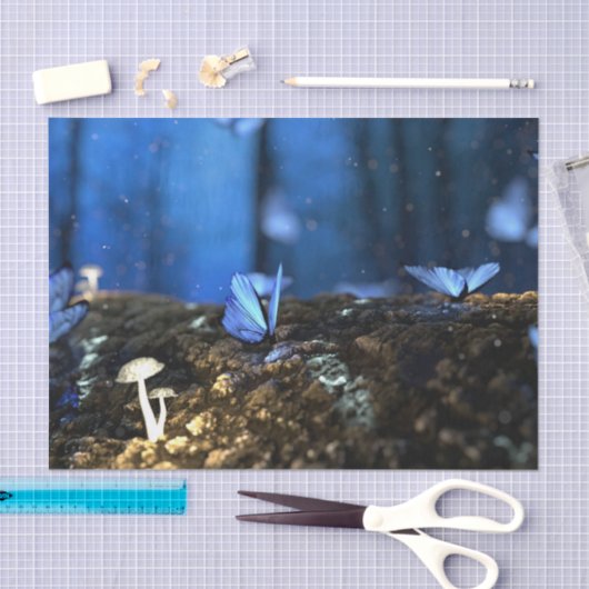 Indigo Butterfly und Pilzwald Seidenpapier (Handwerk)