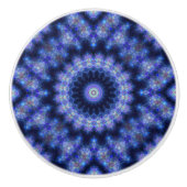 Indigo Cobalt Blue Mandala Abstrakter Gemusterter Keramikknauf (Vorderseite)