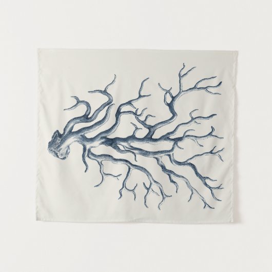 Indigo Coral Wandteppich (Vorderseite (Horizontal))