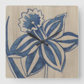 Indigo Daffodil Quadratische Wanduhr (Vorderseite)