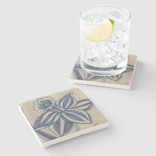 Indigo Daffodil Steinuntersetzer (Seitenansicht)