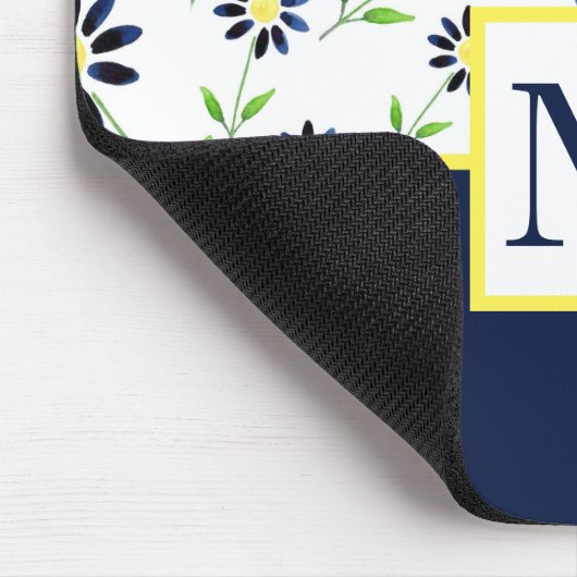 Indigo Daisy Pattern Mousepad (Ecke)
