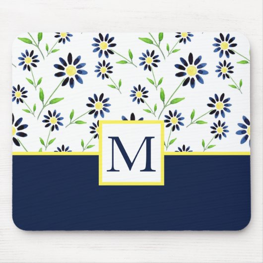 Indigo Daisy Pattern Mousepad (Vorne)
