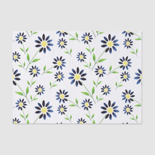 Indigo Daisy Pattern Seidenpapier (Vorderseite)