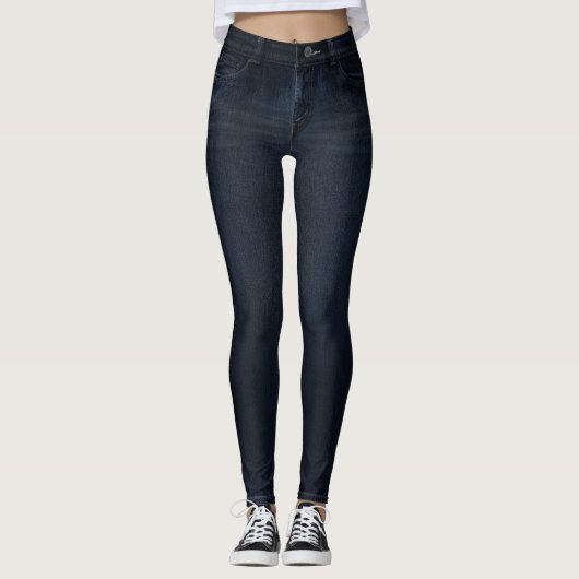 Indigo Dark Wash Jeans All-Over Printed Leggings (Vorderseite)