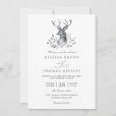 Indigo Deer Boho Rustikale Elegante QR-Code-Hochze Einladung (Vorderseite)