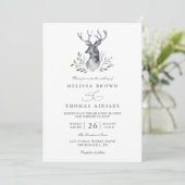 Indigo Deer Boho Rustikale Elegante QR-Code-Hochze Einladung (Stehend Vorderseite)