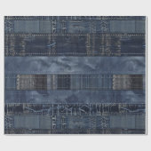 Indigo Denim Patchwork Nahtloses Muster (2) Geschenkpapier (Flach)