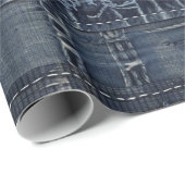 Indigo Denim Patchwork Nahtloses Muster (2) Geschenkpapier (Rolleneckpunkt)