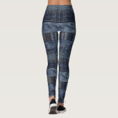 Indigo Denim Patchwork Nahtloses Muster (2) Leggings (Rückseite)