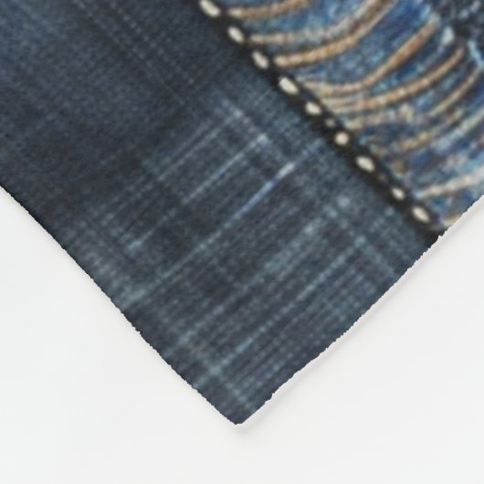 Indigo Denim Patchwork Nahtloses Muster Fleecedecke (Ecke)