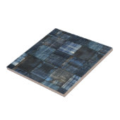 Indigo-Denim-Patchwork-Nahtloses Muster Fliese (Seite)