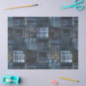 Indigo Denim Patchwork Nahtloses Muster Seidenpapier (Basteln)