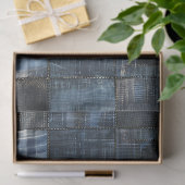 Indigo Denim Patchwork Nahtloses Muster Seidenpapier (Geschenk)