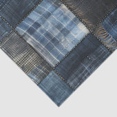 Indigo Denim Patchwork Nahtloses Muster Seidenpapier (Detail)
