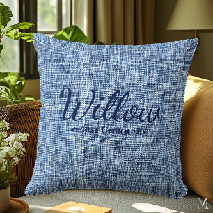 Indigo Denim Texture   Benutzerdefinierte rustikal Kissen