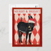INDIGO DONKEY & CARDINAL CHRISTMAS Postcard Feiertagspostkarte (Vorne/Hinten)