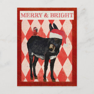 INDIGO DONKEY & CARDINAL CHRISTMAS Postcard Feiertagspostkarte