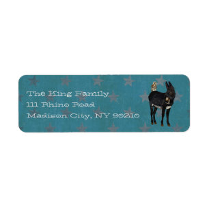 INDIGO DONKEY & OWL Address Label