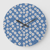 Indigo Dream Daisies Große Wanduhr (Vorderseite)