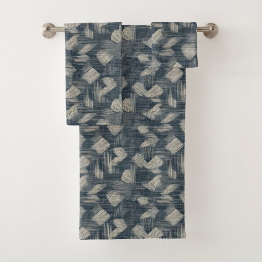 Indigo Dreams Unleashed Shibori Japanisch Badhandtuch Set (Insitu)