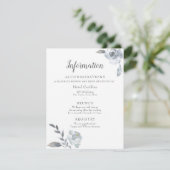 Indigo Dusty Blue Floral Wedding Details Card Einladung (Stehend Vorderseite)