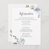 Indigo Dusty Blue Floral Wedding Details Card Einladung (Vorne/Hinten)