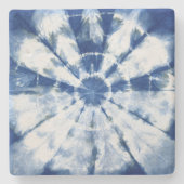 Indigo Dye Blue Circle Shibori Steinuntersetzer (Vorderseite)