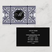 Indigo-elegantes gerahmtes Monogramm Visitenkarte (Vorne/Hinten)