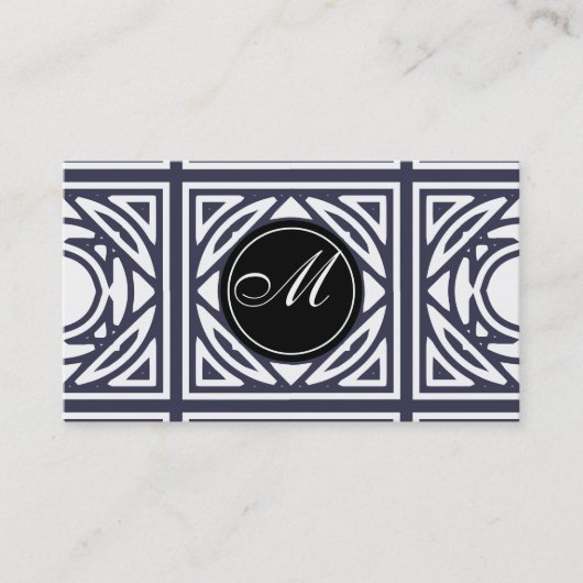 Indigo-elegantes gerahmtes Monogramm Visitenkarte (Vorderseite)
