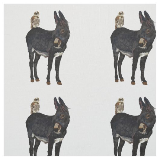 INDIGO-Esel & Eule Stoff (Muster)