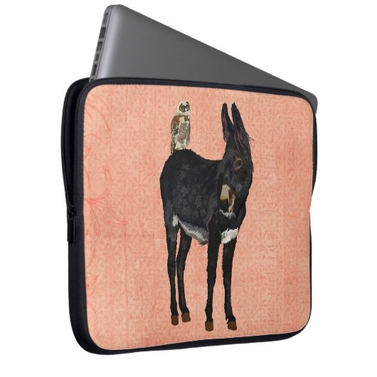 INDIGO-ESEL u. KUPFER-EULE Computer-Hülse Laptopschutzhülle (Vorne Rechts)