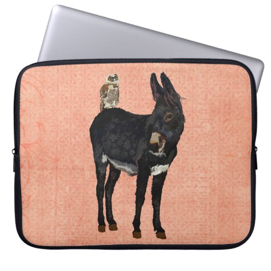 INDIGO-ESEL u. KUPFER-EULE Computer-Hülse Laptopschutzhülle (Vorderseite)