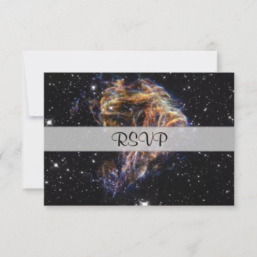 Indigo Espero Stellar Debris Cloud RSVP Karte (Vorderseite)
