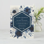 Indigo Ethereal Bloom Hochzeit Einladung (Stehend Vorderseite)