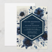 Indigo Ethereal Bloom Hochzeit Einladung (Vorne/Hinten)