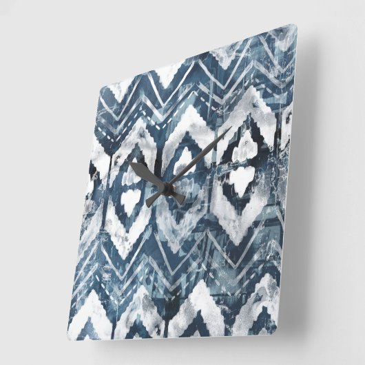 Indigo Extraction - Geometric Quadratische Wanduhr (Winkel)