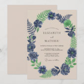 Indigo-Farn-Hochzeit Einladung (Vorne/Hinten)