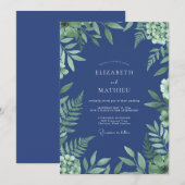 Indigo-Farn-Hochzeit Einladung (Vorne/Hinten)